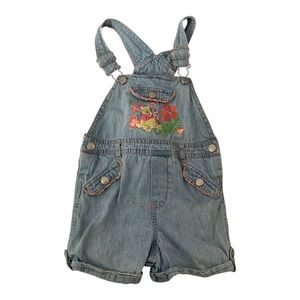 Disney Pooh bear 5t Kids Denim short Overalls piglet vintage 90s embroidered